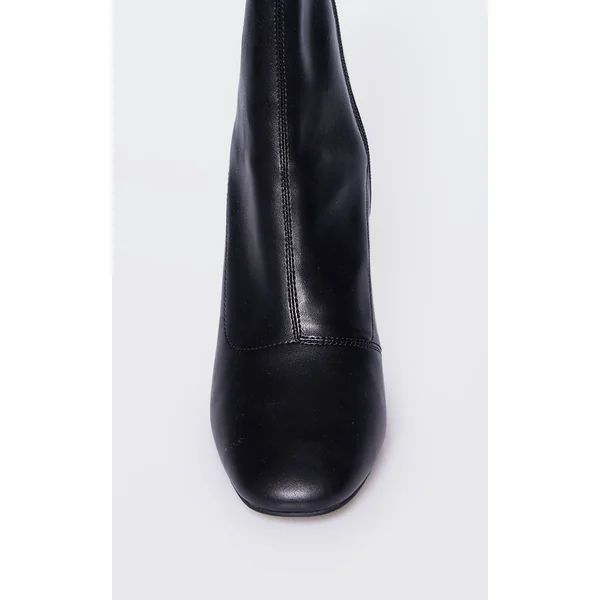 Noir Bottines Chaussettes À Talon Bout Rond Effet Croco En SYNTHÉTIQUE