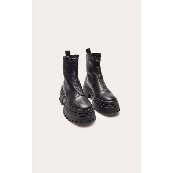 Noir Bottines Chelsea Chunky En Synthétiquecuir Avec Fermeture Éclair Devant