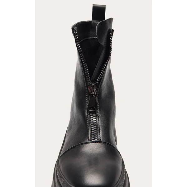 Noir Bottines Chelsea Chunky En Synthétiquecuir Avec Fermeture Éclair Devant