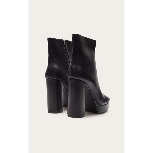 Noir Bottines À Talons Carrés Et Plateforme En Synthétiquecuir