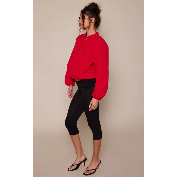 Noir Capri En Jersey À Taille Repliable