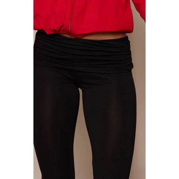 Noir Capri En Jersey À Taille Repliable