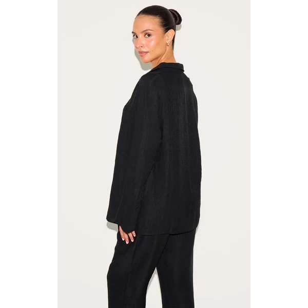 Noir Chemise Oversize Tissée Petite