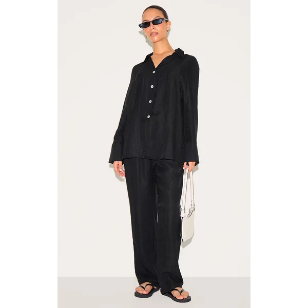 Noir Chemise Oversize Tissée Petite