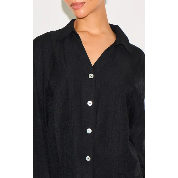 Noir Chemise Oversize Tissée Petite