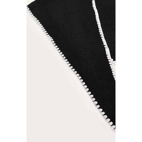 Noir Châle En Maille À Pompons Contrastés