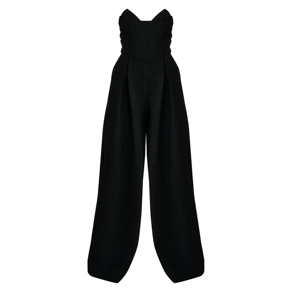Noir Combinaison Pantalon Large Ajustée PLT Label Avec Détail Bustier Corset