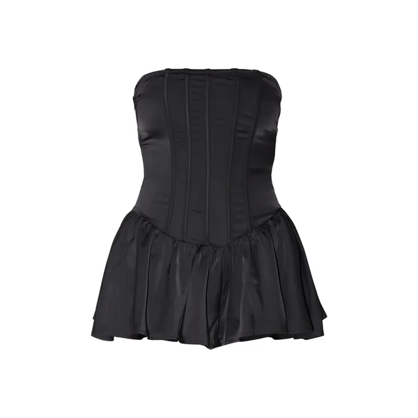 Noir Combi-short Bustier Satiné Avec Détails Corset