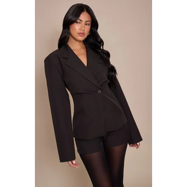 Noir Combi-short Tailleur Tissé Style Blazer