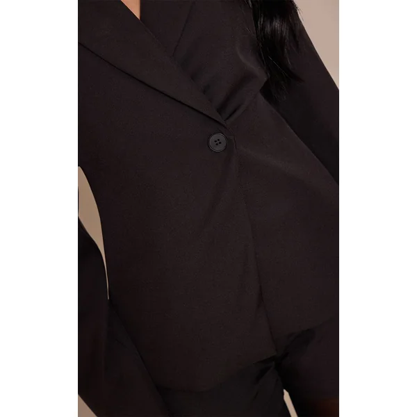 Noir Combi-short Tailleur Tissé Style Blazer