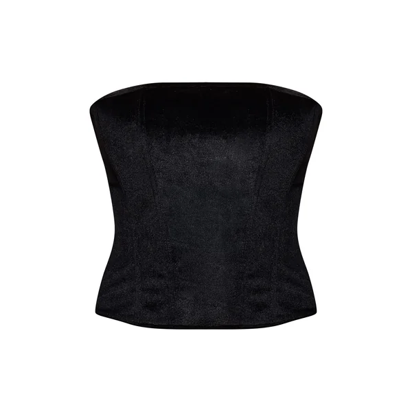 Noir Corset En Velours À Lacets Avec Baleines