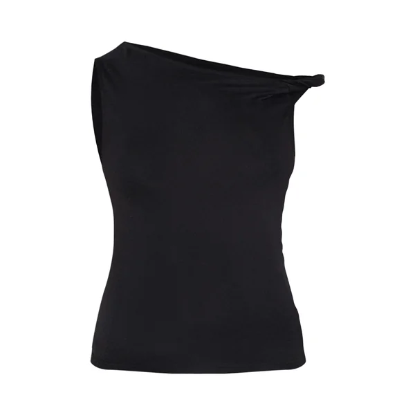 Noir Débardeur Long En Coton Doux Avec Détail Torsadé