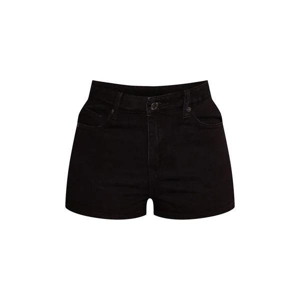 Noir Délavé Short Basique Taille Haute Petite