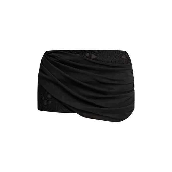 Noir Ensemble Jupe Courte À Détail Drapé En Dentelle Florale