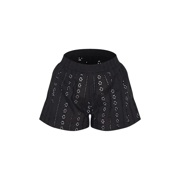 Noir Ensemble Short Ample Broderie Anglaise