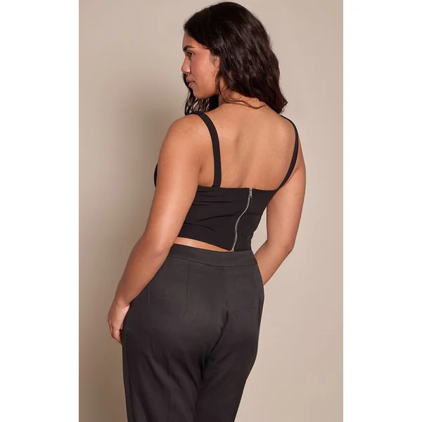 Noir Ensemble Top Corset À Bordure En Dentelle Shape