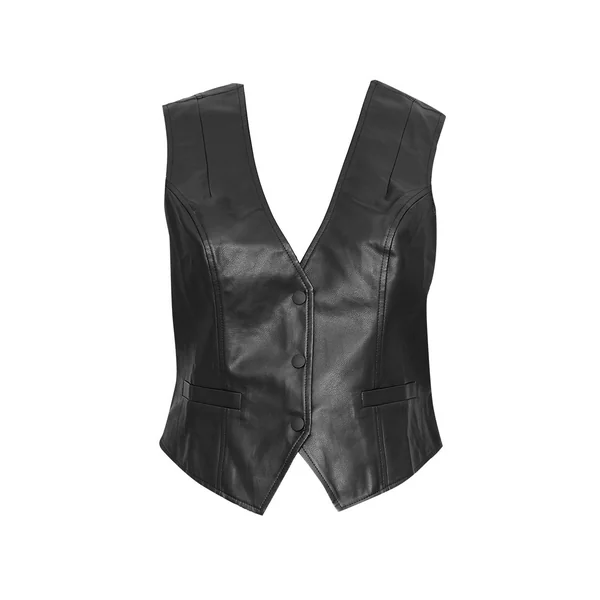Noir Gilet Ajusté Grande Taille En Synthétiquecuir