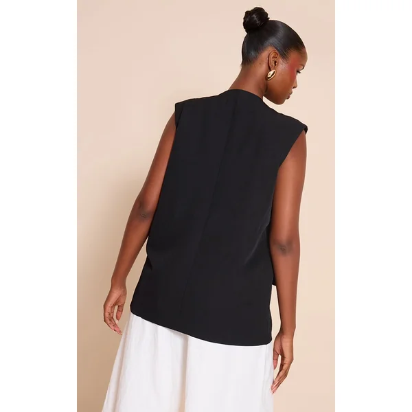 Noir Gilet Long Oversize À Coupe Carrée