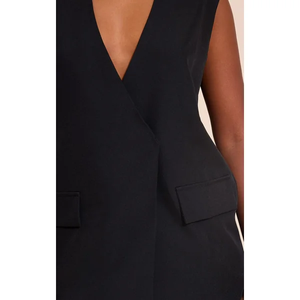 Noir Gilet Long Oversize À Coupe Carrée