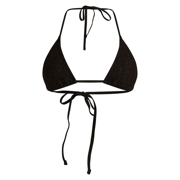Noir Haut De Bikini Triangle Avec Superposition Au Crochet