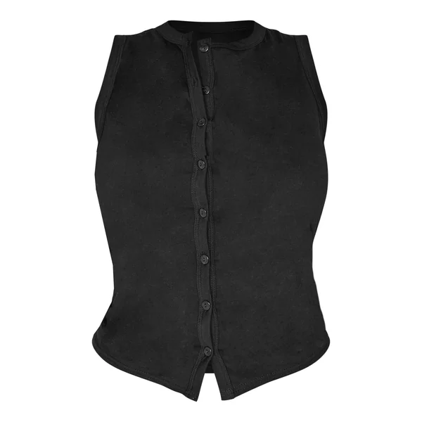Noir Haut Sans Manches Asymétrique À Boutonnage Devant Shape