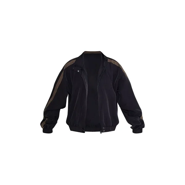 Noir Jogging En Tricot À Détail Rayé Et Boutons-pression Sur Les Côtés