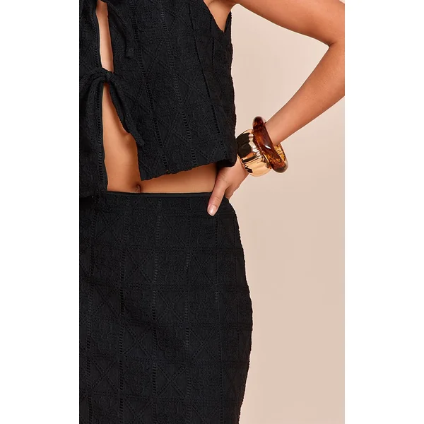 Noir Jupe Longue À Motifs Petite