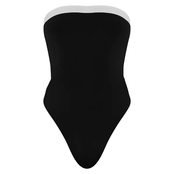 Noir Maillot De Bain Bandeau À Bordure Contrastante