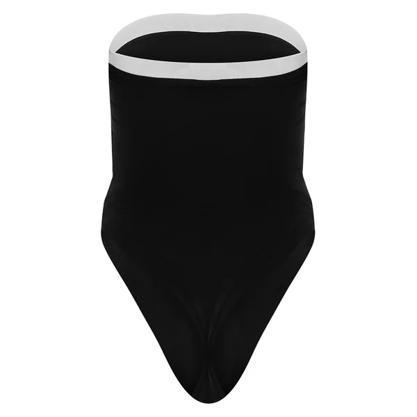 Noir Maillot De Bain Bandeau À Bordure Contrastante