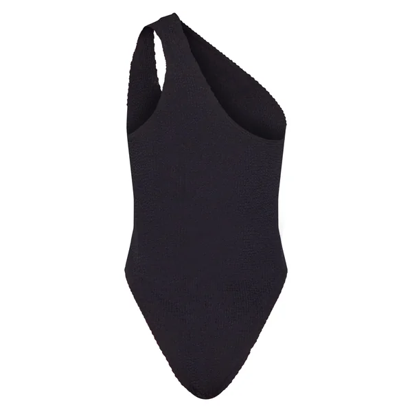 Noir Maillot De Bain Une Épaule À Découpe Marron Chocolat Froissé
