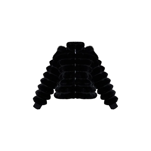 Noir Manteau En Synthétique À Panneaux