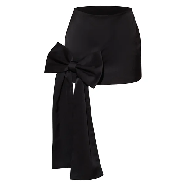 Noir Mini-jupe En Satin Avec Nœud