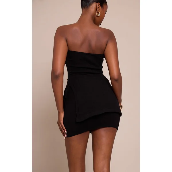 Noir Mini-jupe À Détail De Passepoil