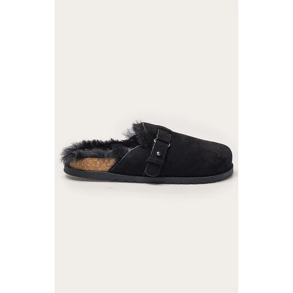 Noir Mules À Boucle En Synthétique Doublées De Synthétique