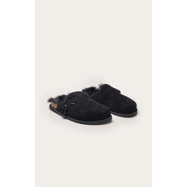 Noir Mules À Boucle En Synthétique Doublées De Synthétique