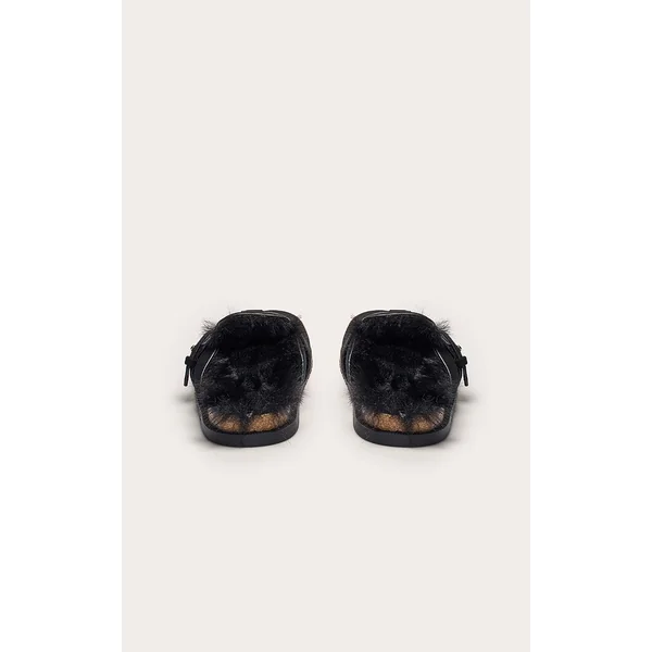 Noir Mules À Boucle En Synthétique Doublées De Synthétique
