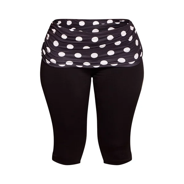 Noir Pantalon Capri Taille Froncée À Pois Petite