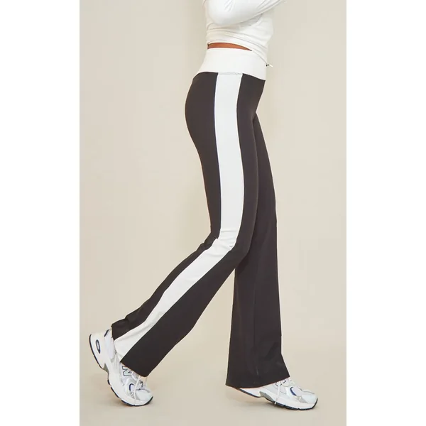 Noir Pantalon De Yoga À Empiècements Contrastants Sculptants