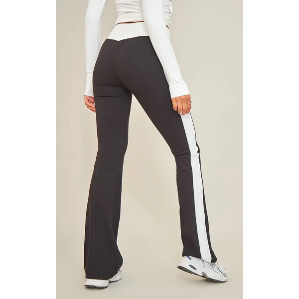 Noir Pantalon De Yoga À Empiècements Contrastants Sculptants
