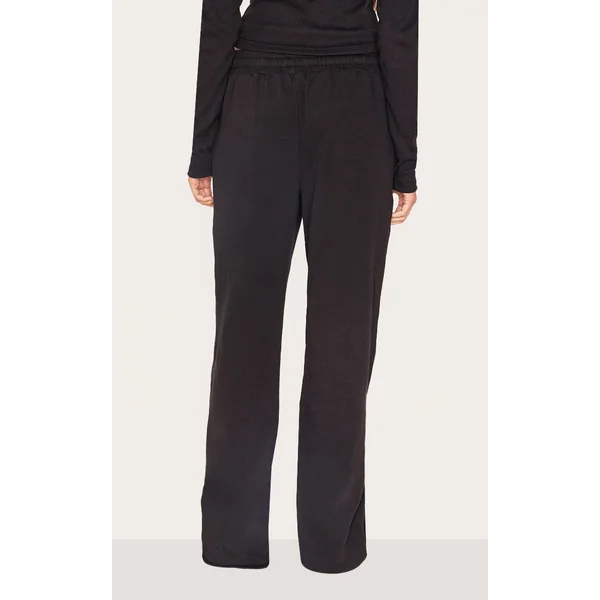 Noir Pantalon Large Côtelé Taille Basse