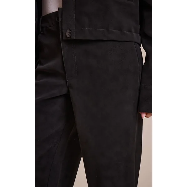 Noir Pantalon Large Taille Haute En Synthétique Effet Délavé - Ensemble Coordonné