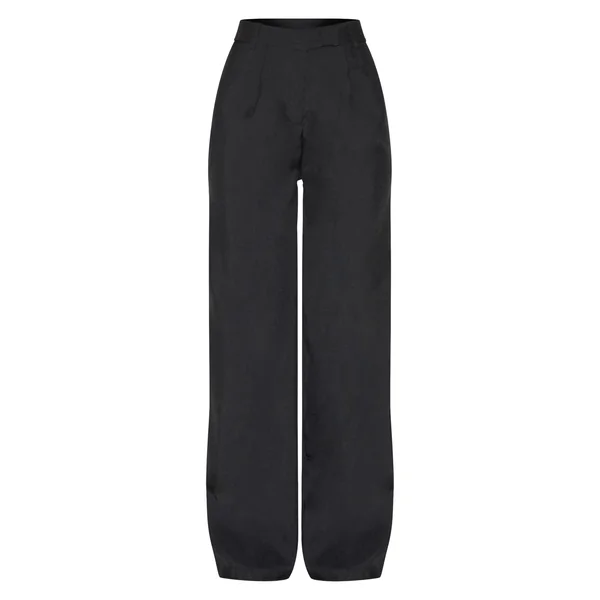 Noir Pantalon Large Taille Haute Tissé Et Structuré