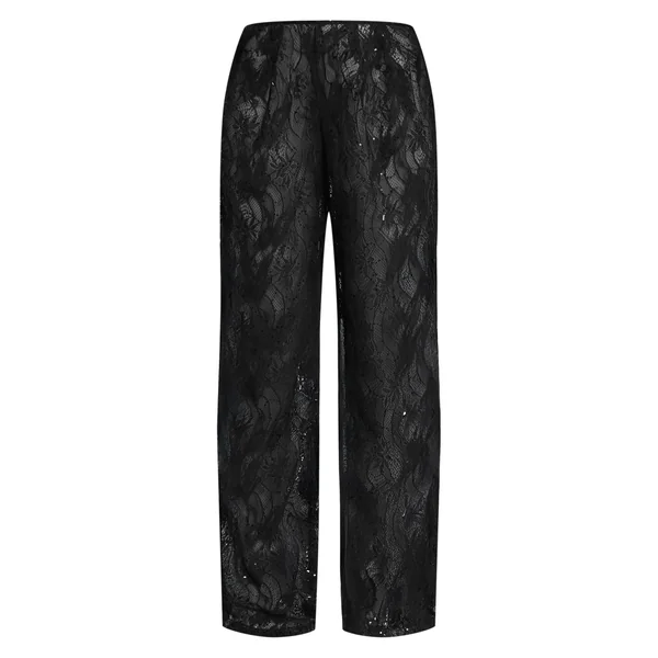Noir Pantalon Transparent En Dentelle À Sequins