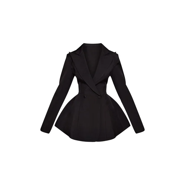 Noir Robe Blazer Droite À Double Boutonnage Petite Taille