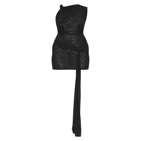 Noir Robe Courte Grande Taille En Double Maille Avec Détail Torsadé