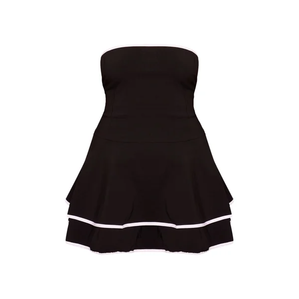 Noir Robe Droite Étagée À Contraste En Tissu Extensible Tissé