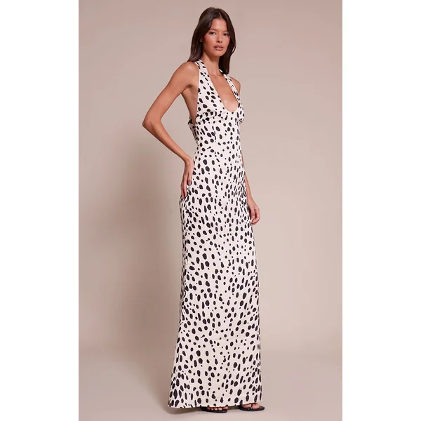 Noir Robe Longue En Satin À Col V Et Dos Échancré