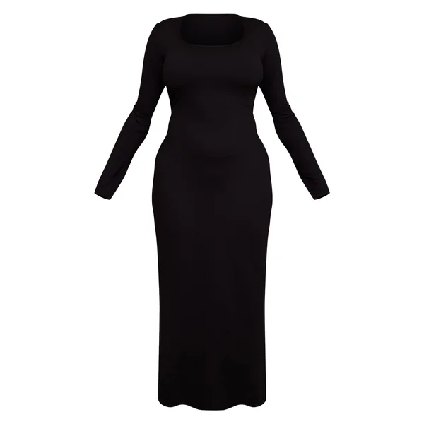 Noir Robe Maxi Grande Taille Sculptante À Encolure Carrée