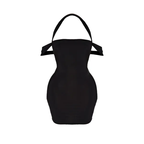 Noir Robe Mini Ajustée À Encolure Droite Et Col Licou