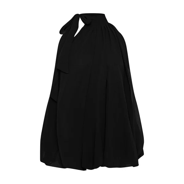 Noir Robe Mini Bouffante En Mousseline Avec Nœud Au Cou